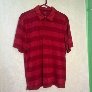George Men's Polo Shirt in Deep Red Stripes Large